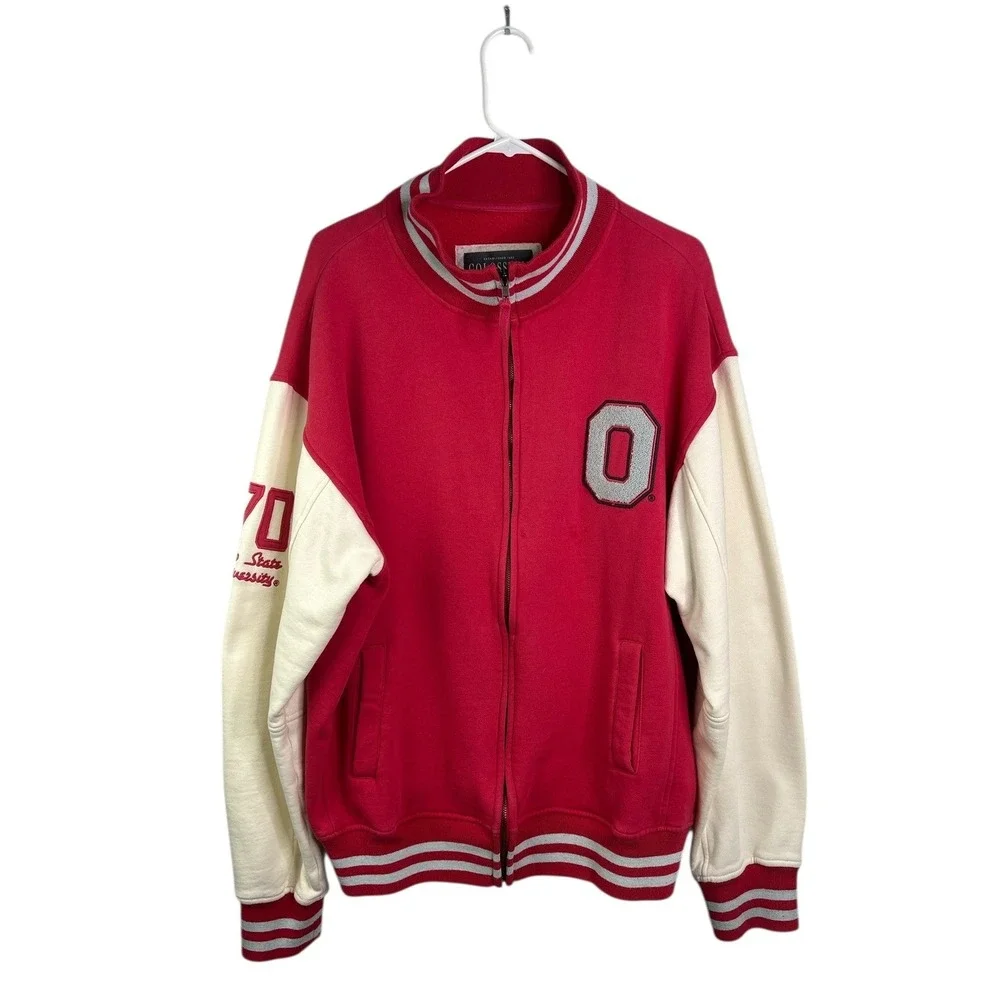 Colosseum Athletics Ohio State Buckeyes Letterman Jacket XL Red Cream Full‎ Zip